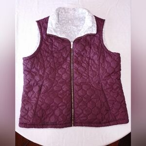 Free Country Reversible Winter Outdoor Vest Full Zip Quilted and Faux Fur